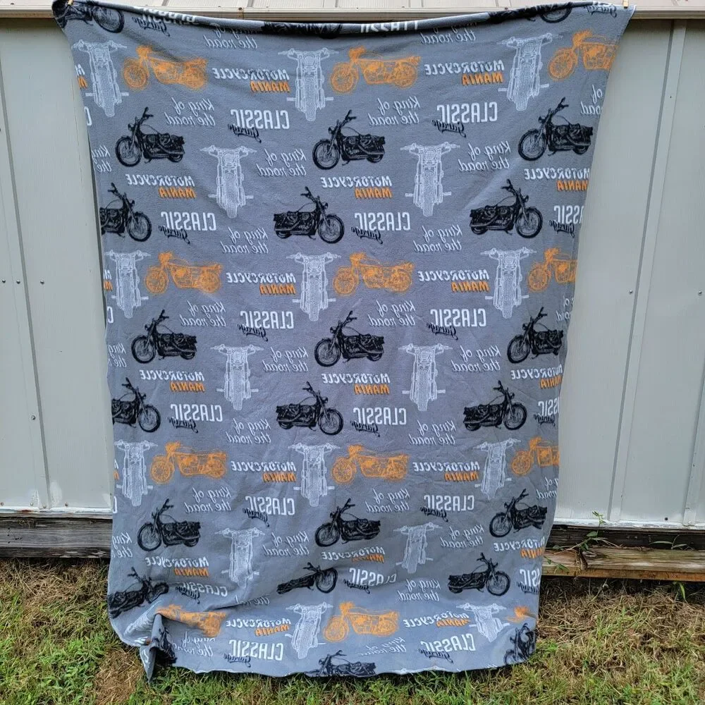 Dark Grey Motorcycle Fleece Blanket/Throw 60